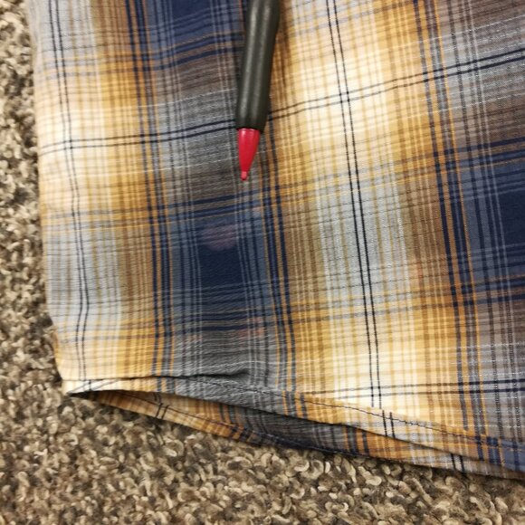 Patagonia Good Shirt Western Ripstop Cotton Shadow Plaid L/S Button Blue Mens XL - Picture 5 of 9